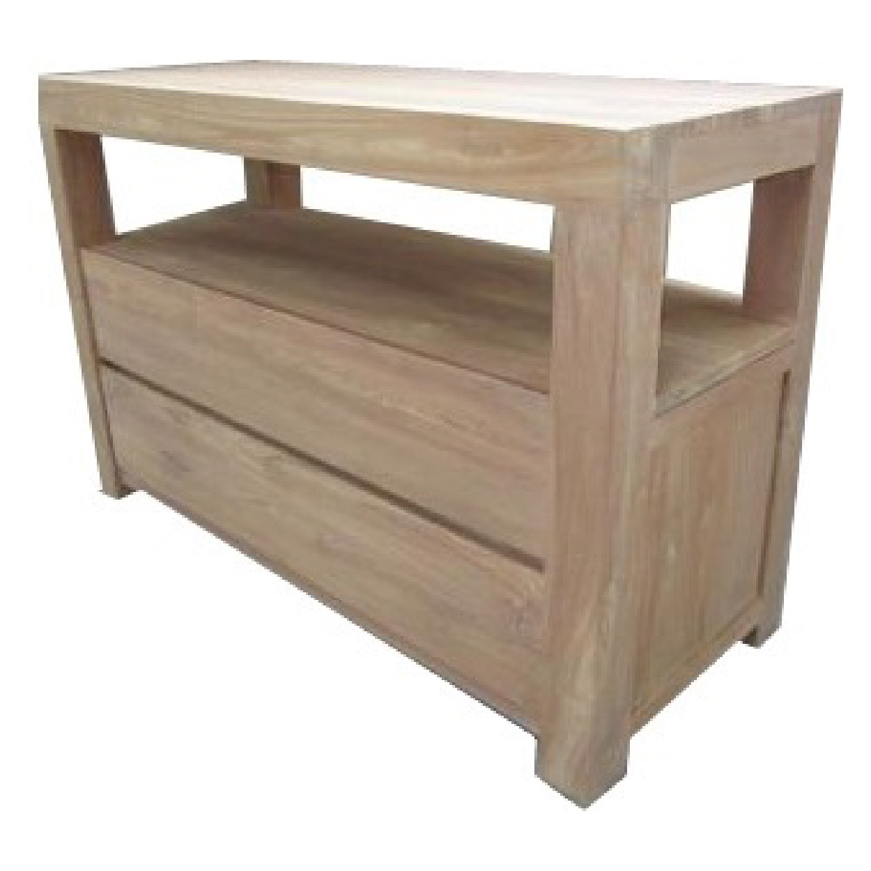 Badkamer dressoir Teakhout Rotterdam 2 laden 120 cm breed