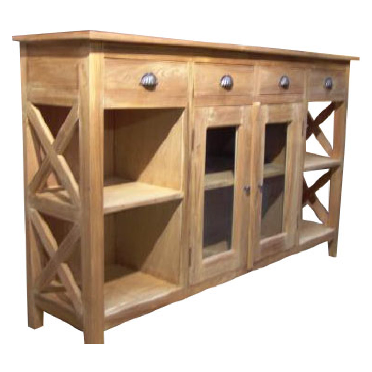 Teakhout Dressoir Roosendaal met kruis 160 cm