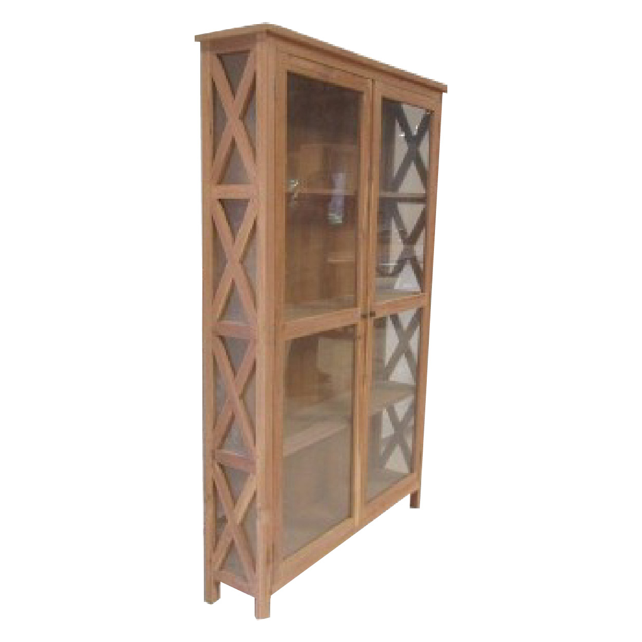 Vitrinekast van Teakhouthout Kruisen 120 cm breed