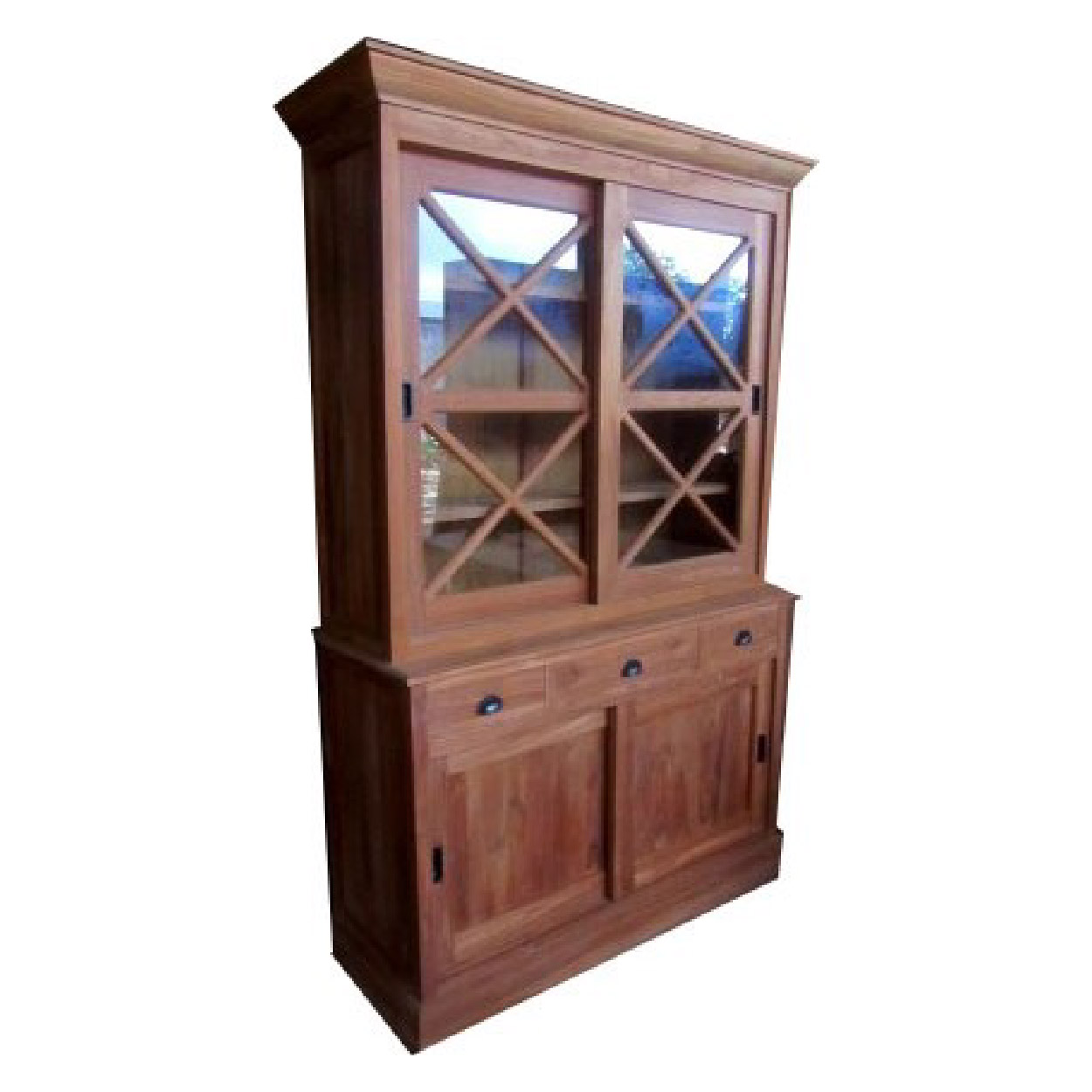 Vitrinekast van Teakhouthout Roosendaal 150 cm breed