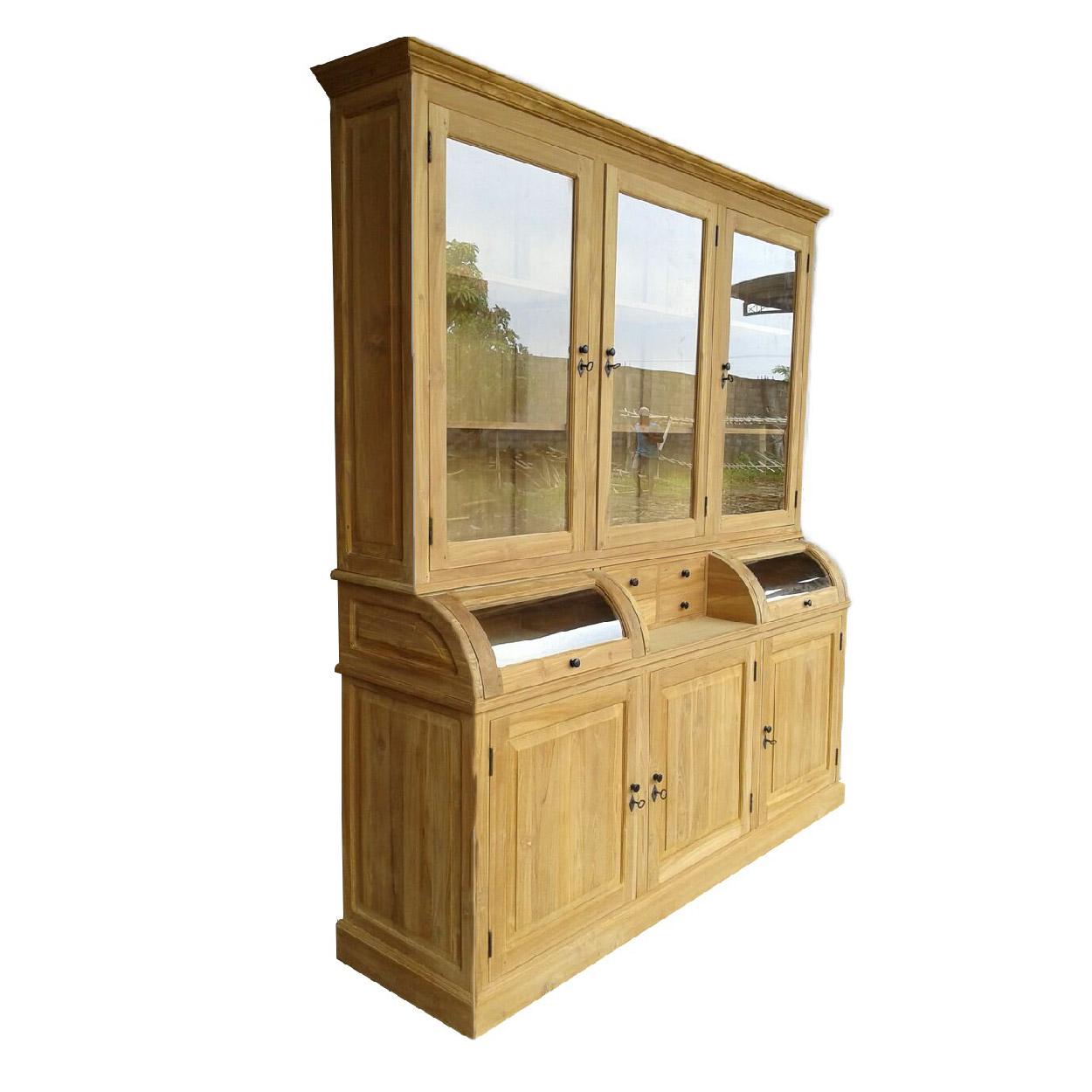 Vitrinekast van Teakhouthout Zaandam 200 cm breed