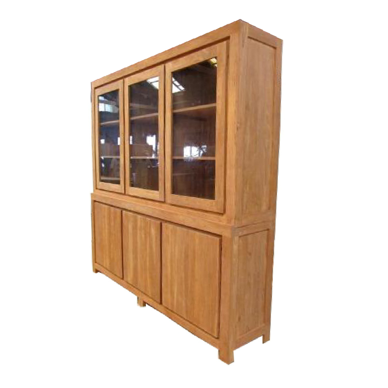 Vitrinekast van Teakhouthout Rotterdam 230 cm breed