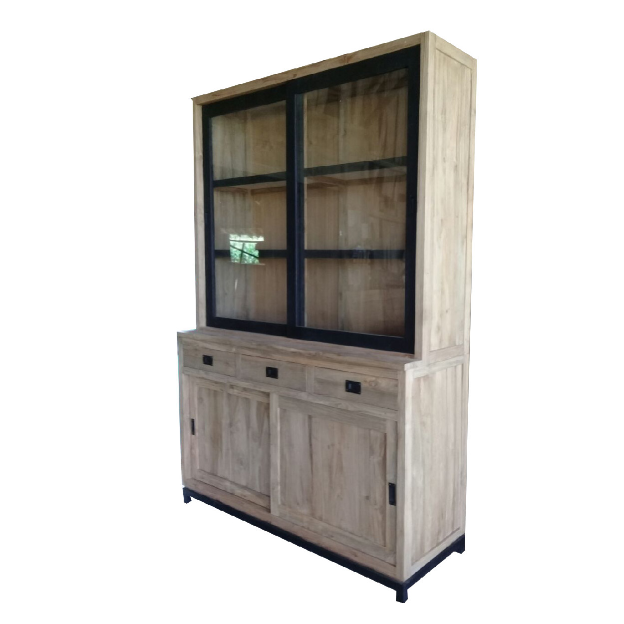 Vitrinekast van Teakhout Recycledhout Utrecht 150 cm breed