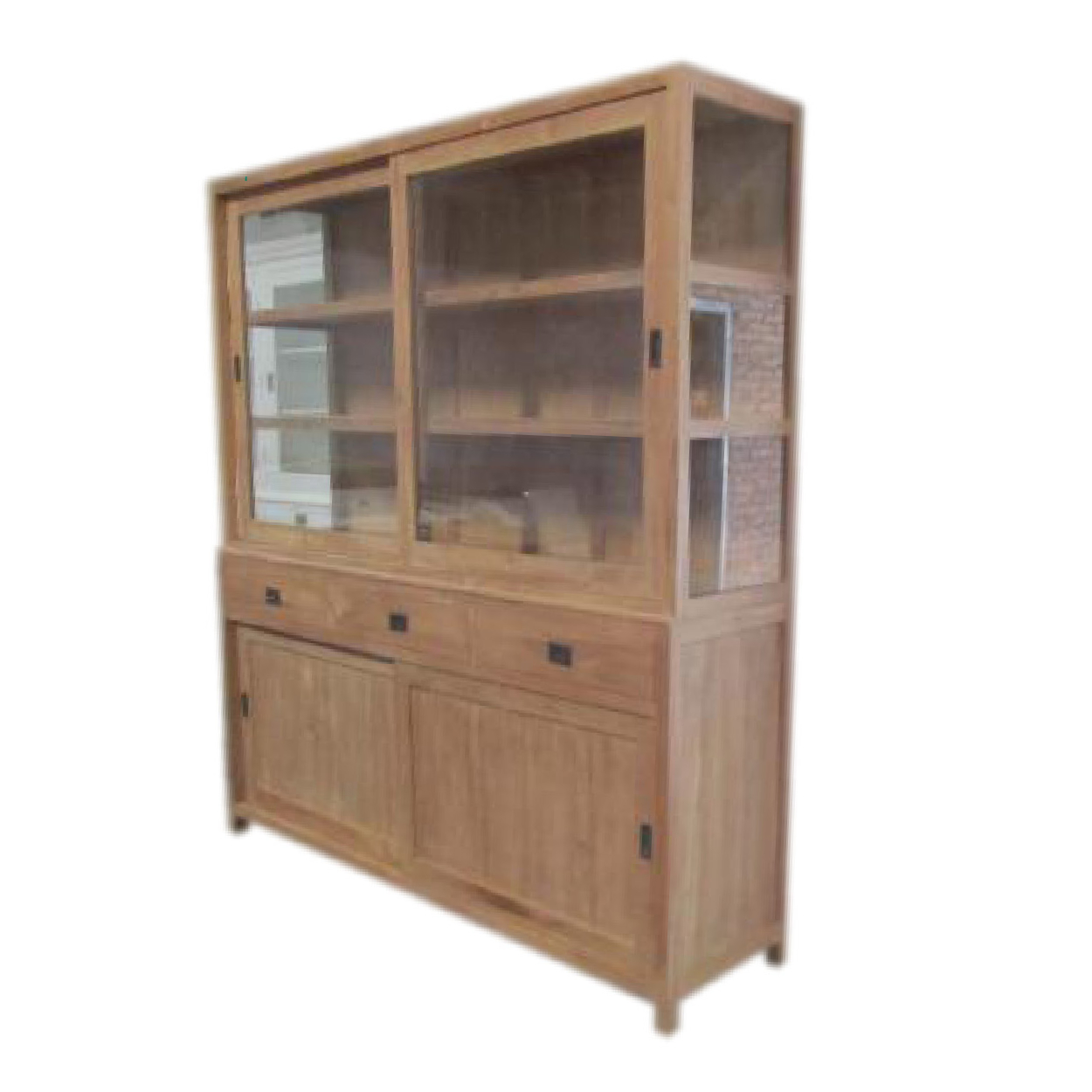 Vitrinekast van Teakhouthout Sliedrecht 200 cm breed