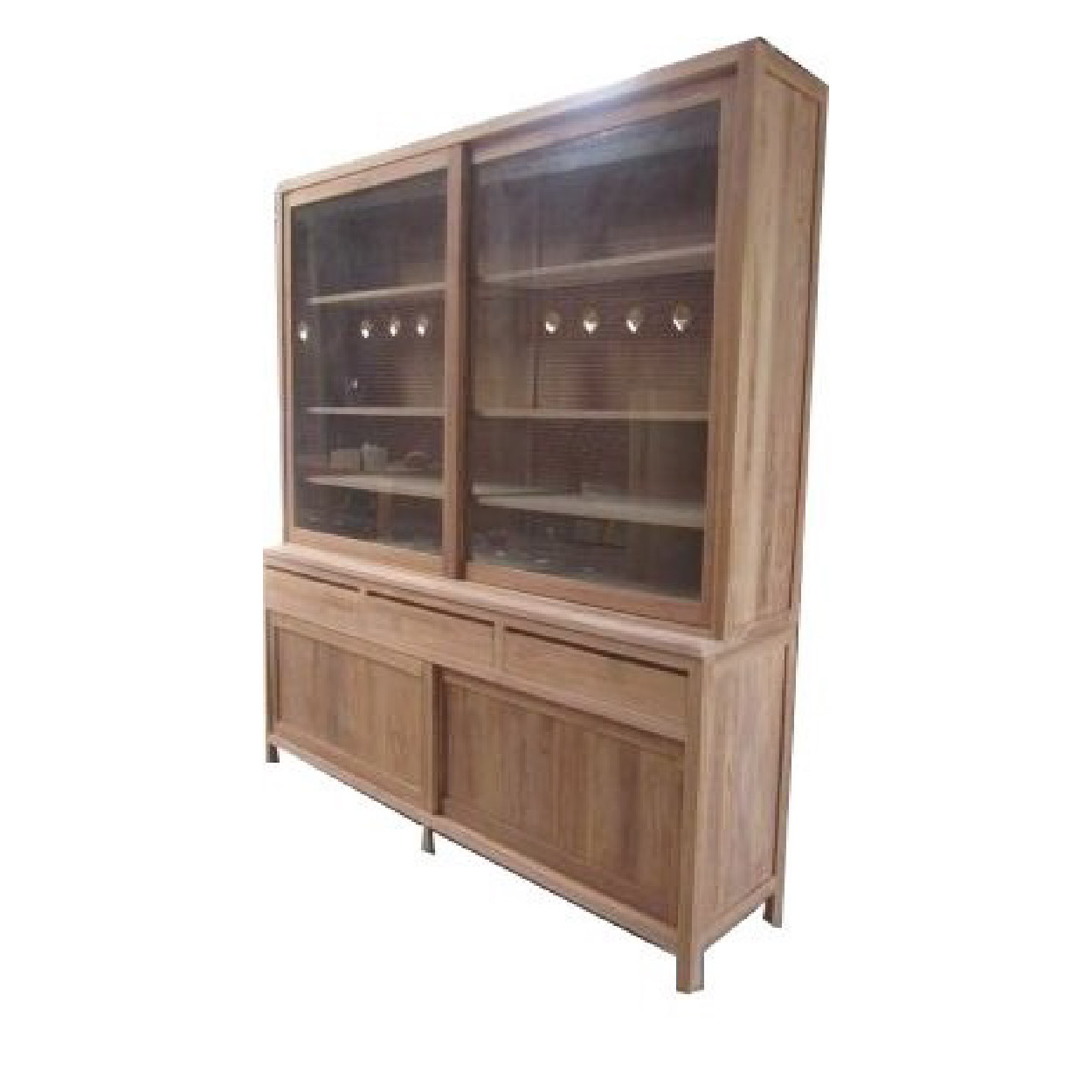 Vitrinekast van Teakhouthout Leiderdorp 200 cm breed
