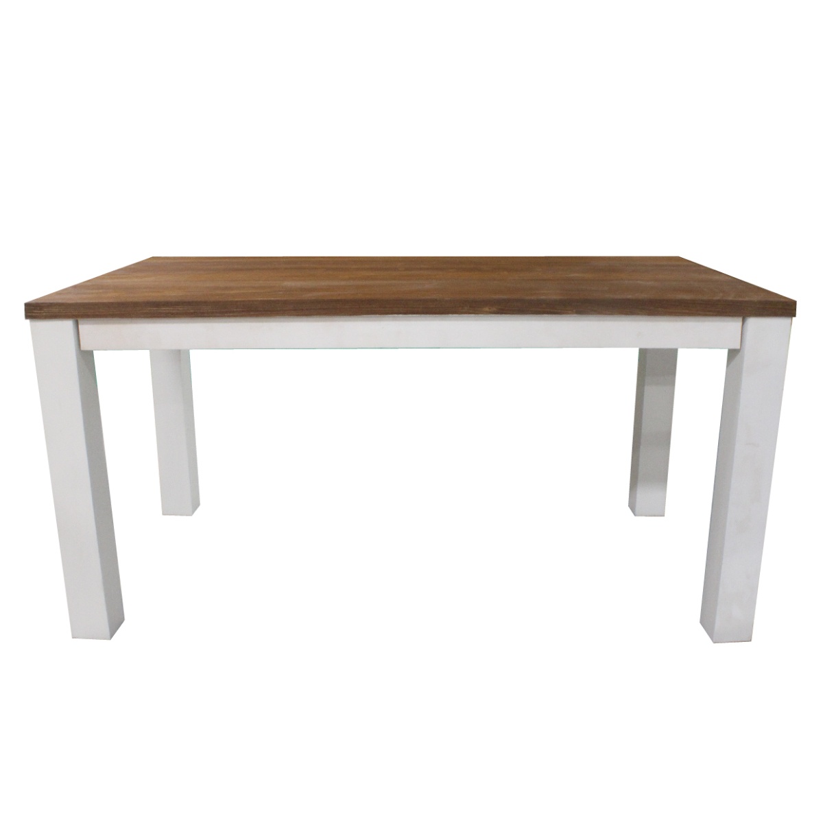 Eettafel met houten blad en witte poten Bella Maison 120 - 200 cm