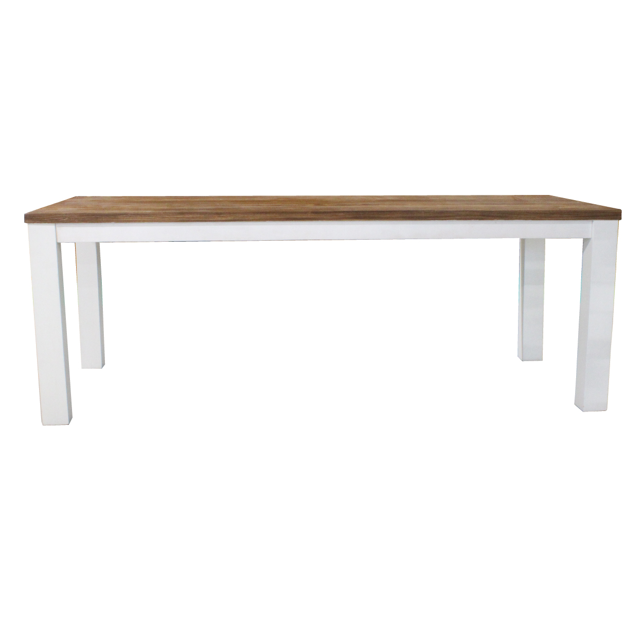 Eettafel met houten blad en witte poten Bella Maison 220 - 300 cm