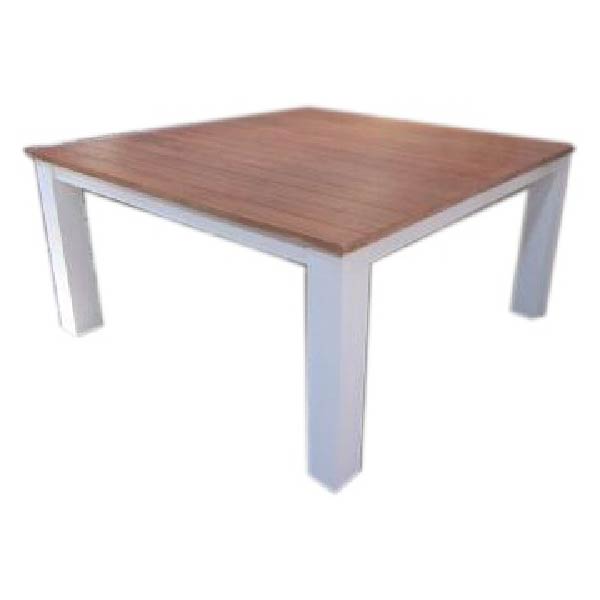 Eettafel vierkant met houten blad en witte poten Bella Maison 140/160 cm