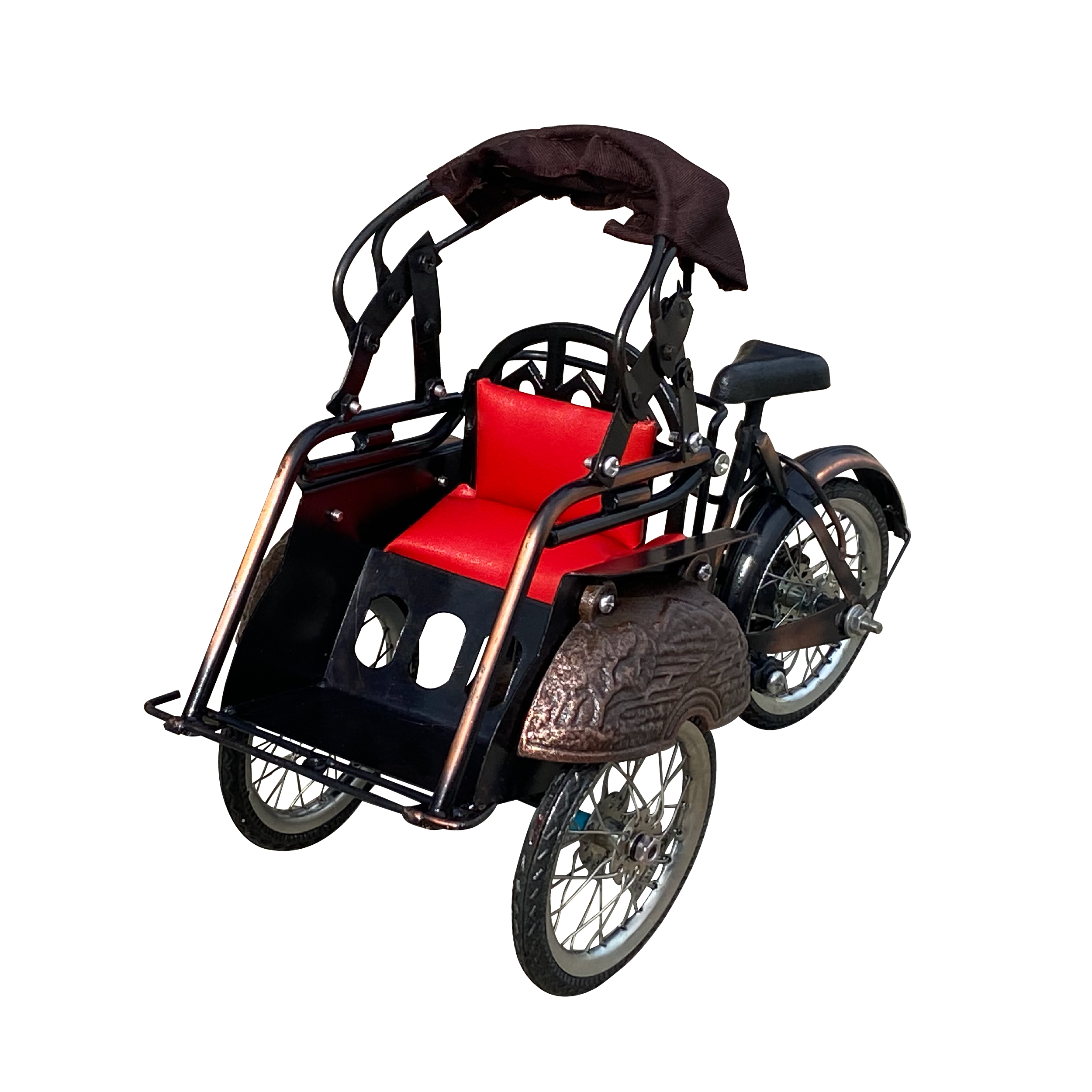 Metalen miniatuur Indonesische fiets becak