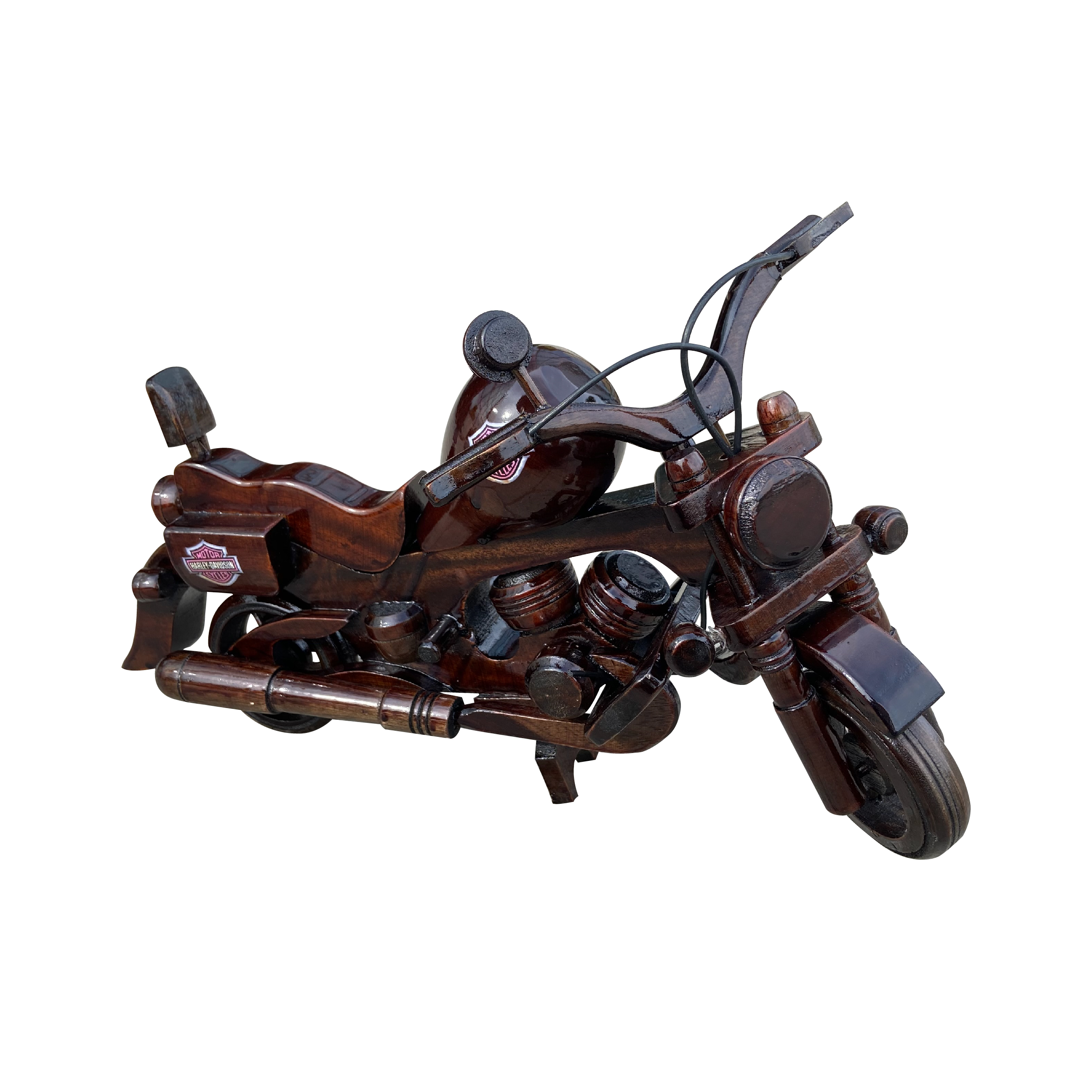 Houten miniatuur Harley Davidson motor