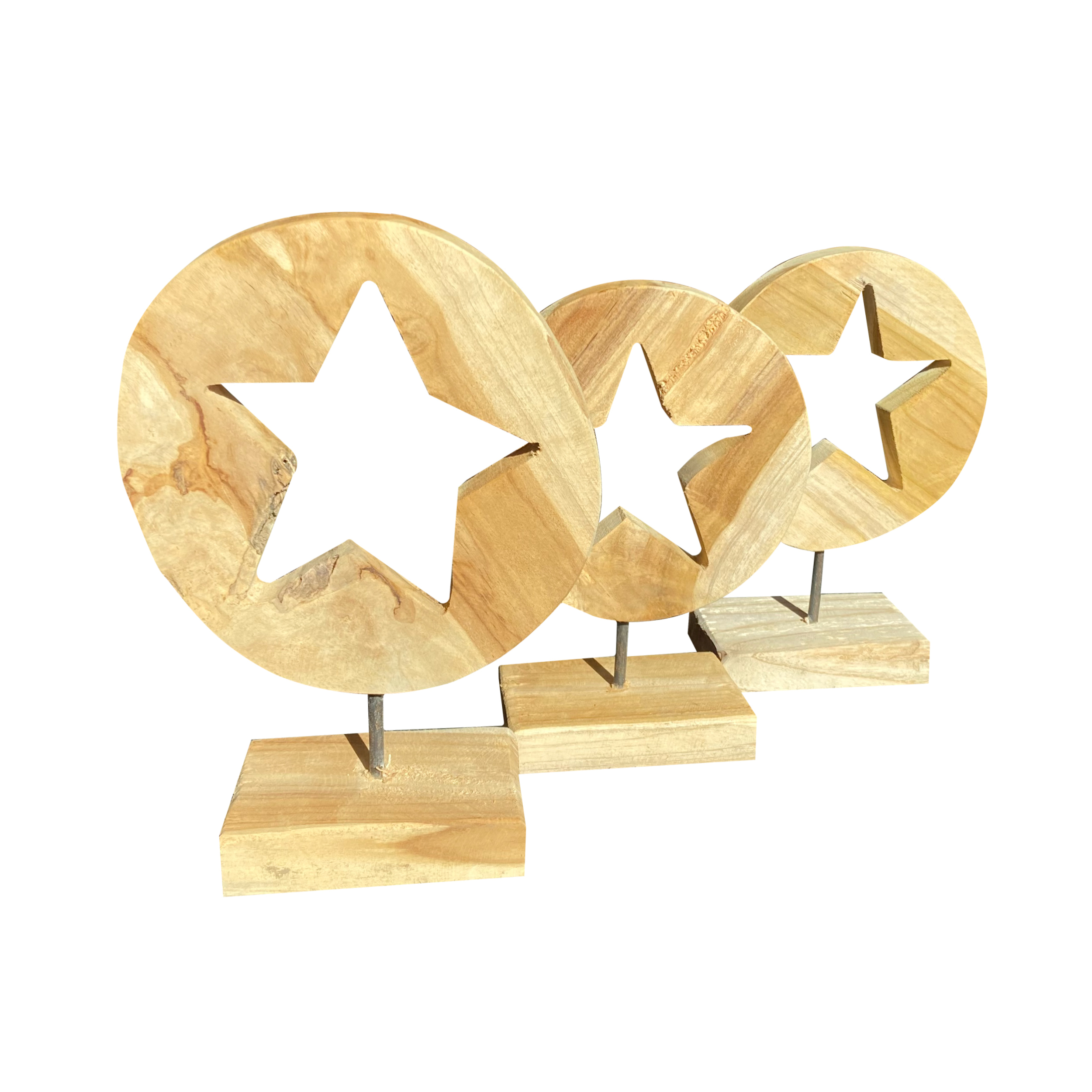 Houten ster in cirkel ornament
