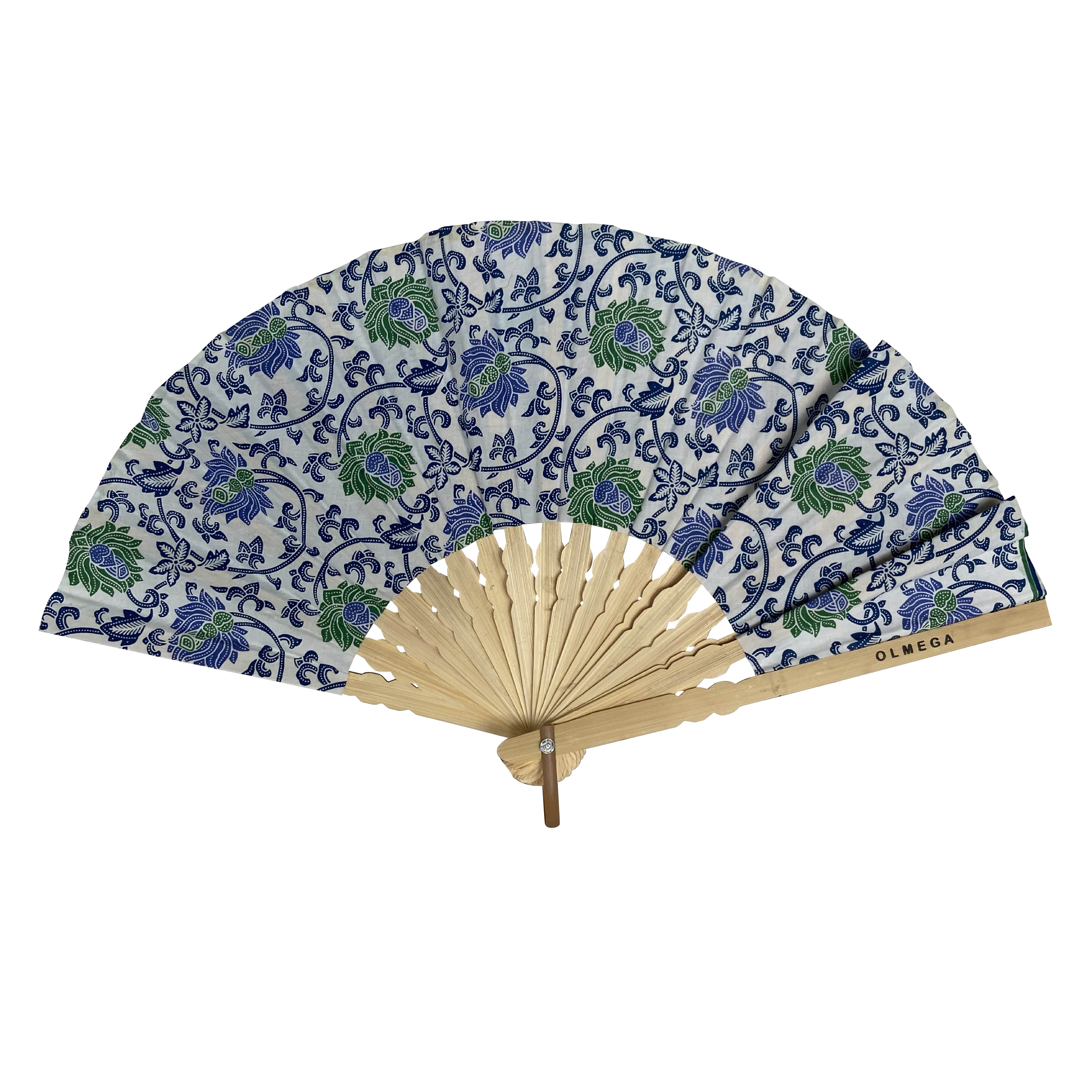 Batik Waaier Wit, Blauw en Groen