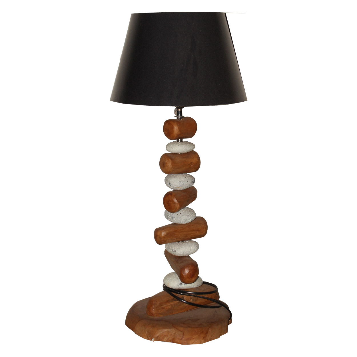 Tafellamp hout met stenen Zen