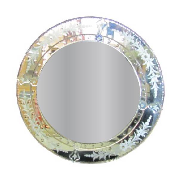 Authentiek Venetiaanse spiegel rond met facet randen 50 cm